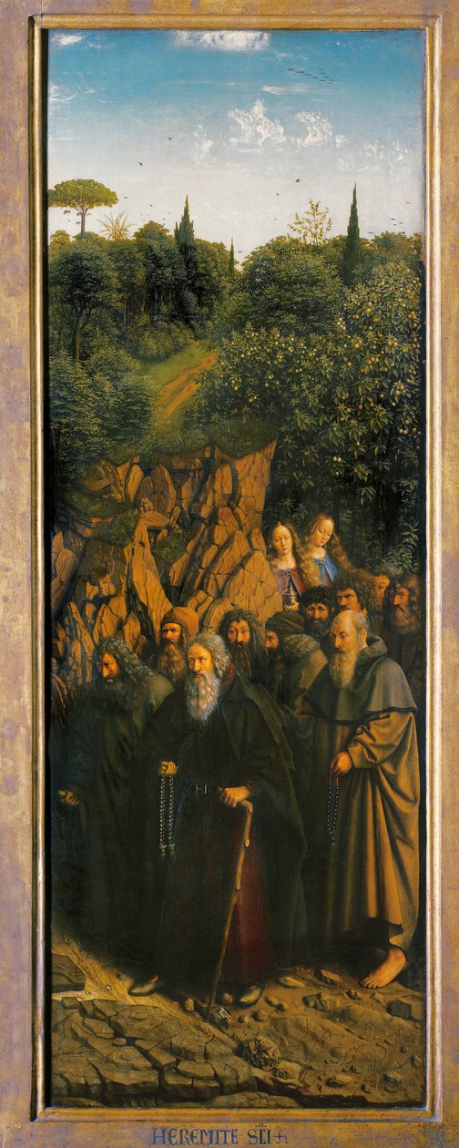 Erakot Gentin alttaritaulun oikealta puolelta tekijältä Hubert & Jan van (1390 1441) Eyck