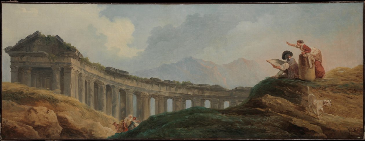 Raunioitunut pylväskäytävä tekijältä Hubert Robert