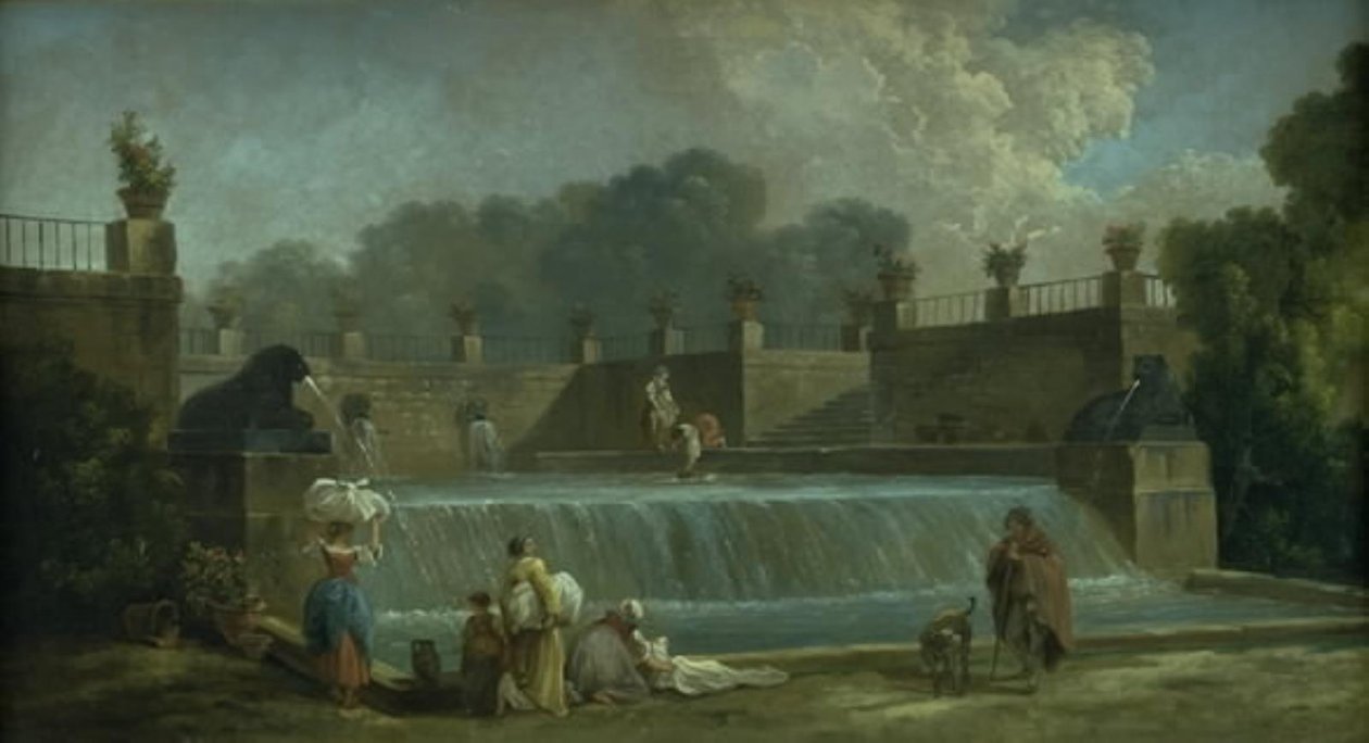 Suihkulähde pesurien kanssa tekijältä Hubert Robert