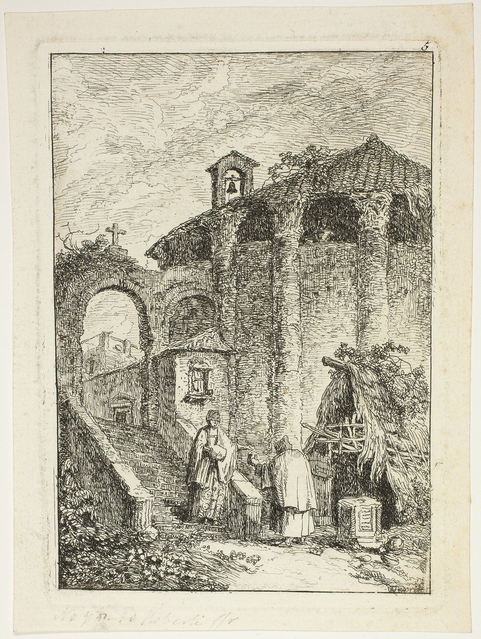 Muinainen temppeli, levy viisi kirjasta Evenings in Rome tekijältä Hubert Robert