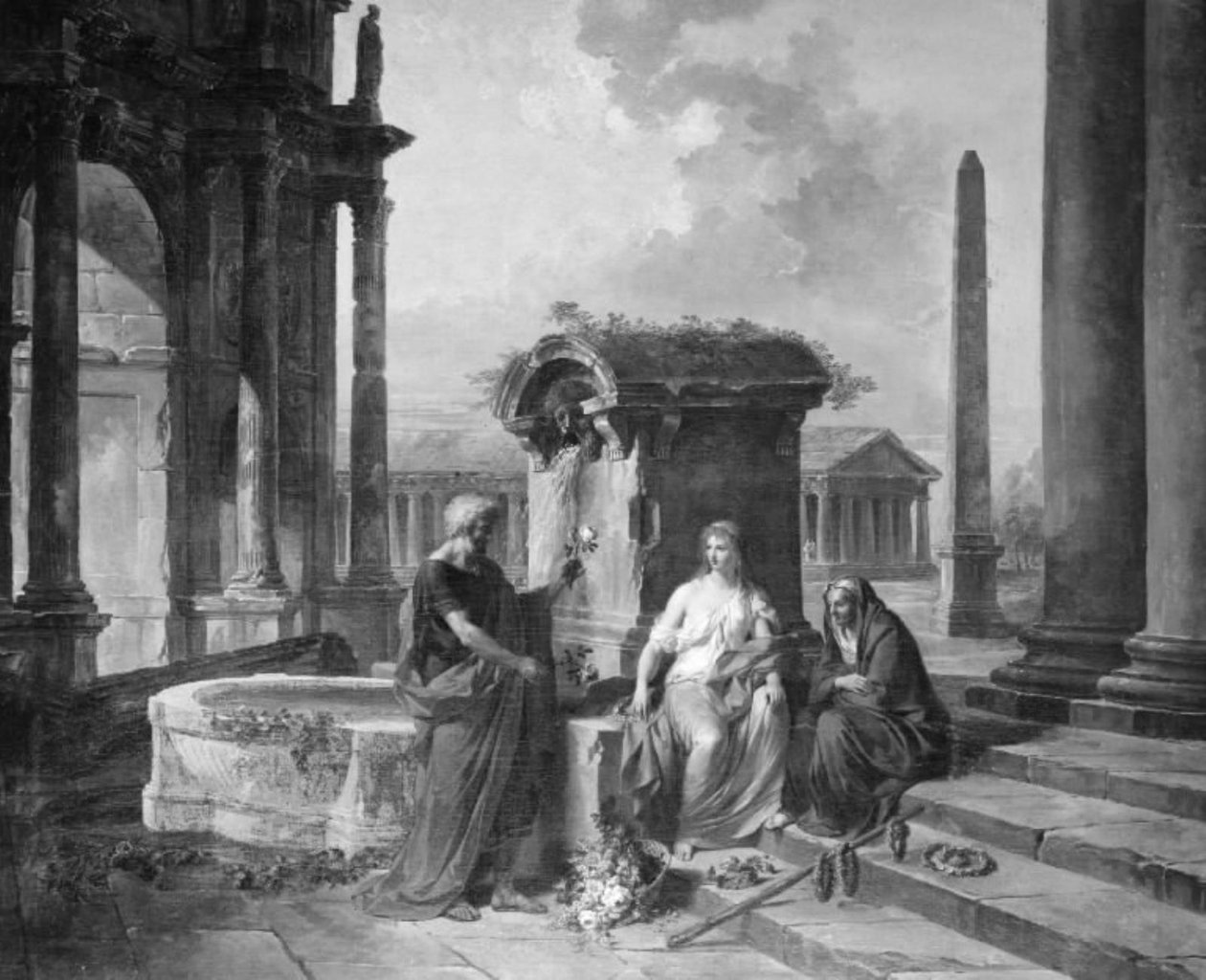 Arkkitehtuuria ja hahmoja tekijältä Hubert Robert
