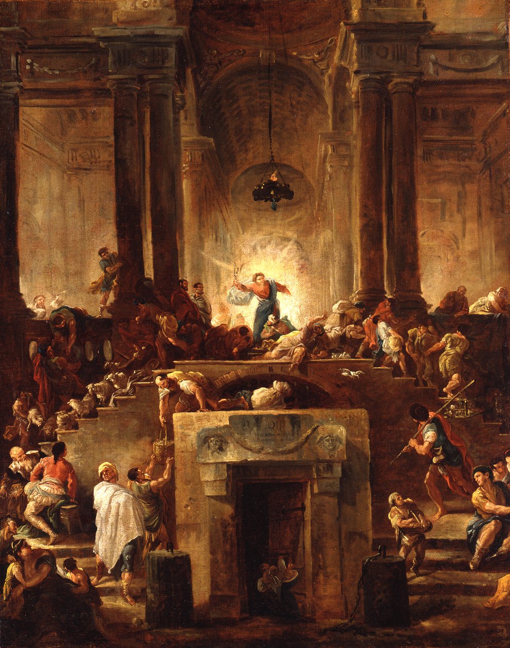 Kristus ajaa rahanvaihtajat pois temppelistä tekijältä Hubert Robert