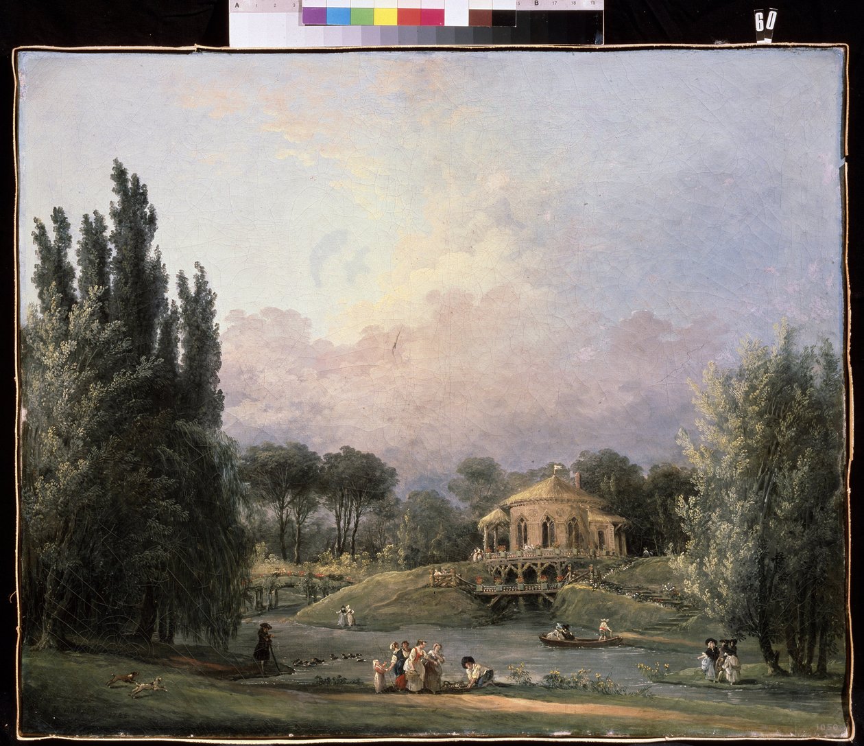 Puistossa. Hubert Robertin (1733-1808) maalaus, öljy kankaalle, noin 1770-1780, ranskalainen taide. Valtionmuseo Arkhangelskoye Estate, Moskova. tekijältä Hubert Robert