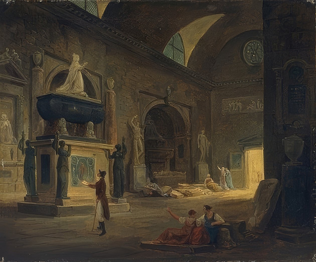Huone Monumenttien museossa. Noin 1800 tekijältä Hubert Robert