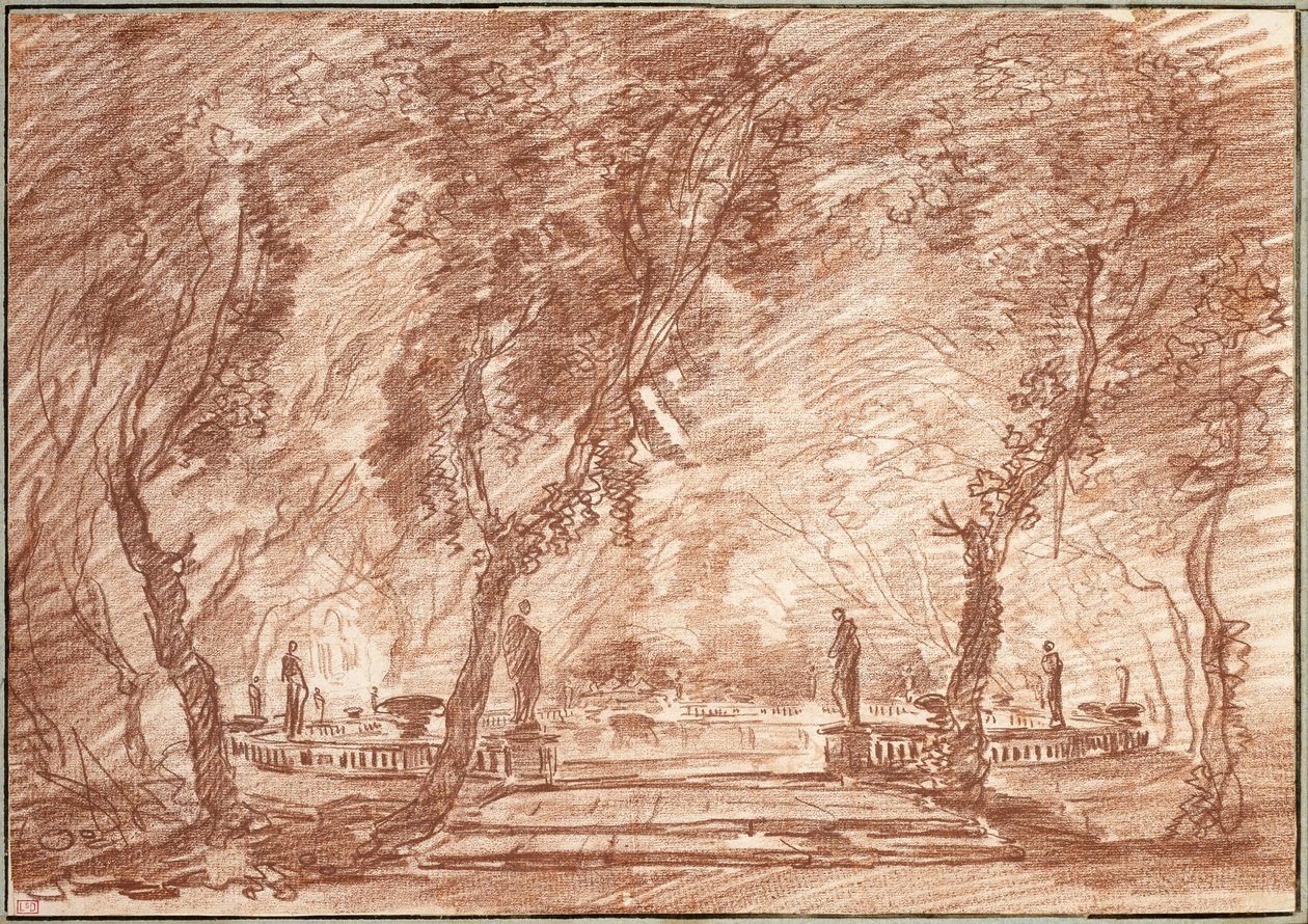 Suihkulähde puistossa tekijältä Hubert Robert