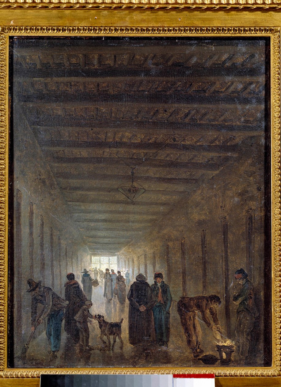 Ranskan vallankumous: "" Saint Lazaren vankilan käytävät 1793"" Hubert Robertin (1733-1808) maalaus 1793 su. 0,4x0,32m. Pariisi, Carnavalet-museo tekijältä Hubert Robert