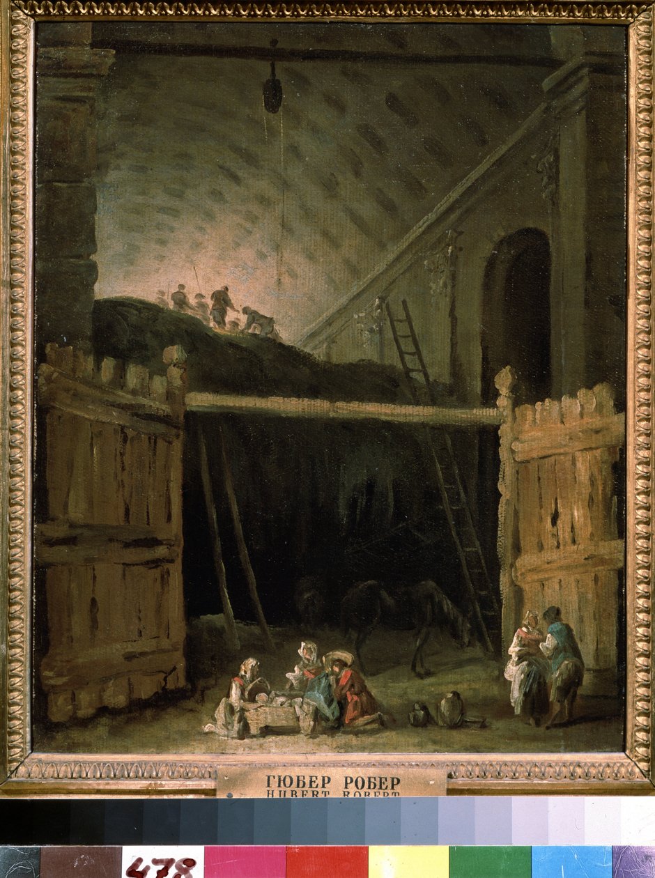 Heinänavetta basilikassa. Hubert Robertin (1733-1808) maalaus, öljy kankaalle, noin 1790, ranskalainen taide. Valtion A. Pushkinin kuvataidemuseo, Moskova. tekijältä Hubert Robert