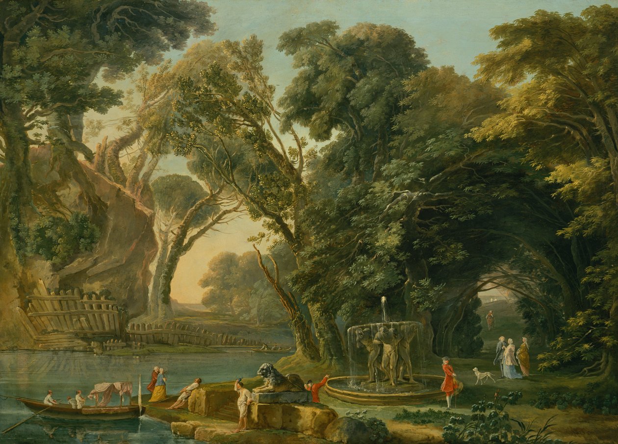 Italialainen Caprice laskulla (öljy kankaalle) tekijältä Hubert Robert