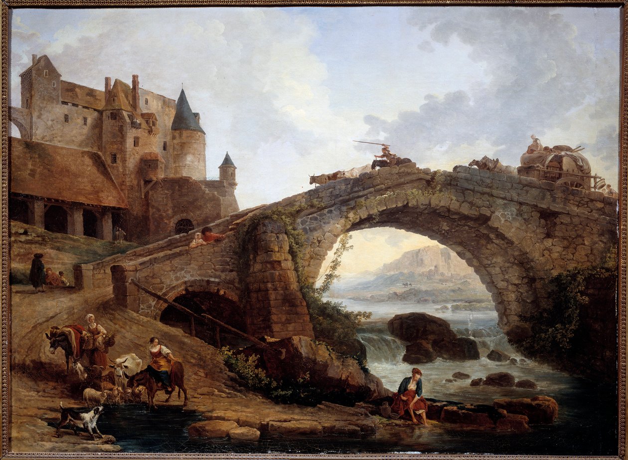 Hubert Robertin (1733-1808) maisema siltamaalauksella 1776 su. 0,76x1,04 m Montpellier musee Fabre tekijältä Hubert Robert