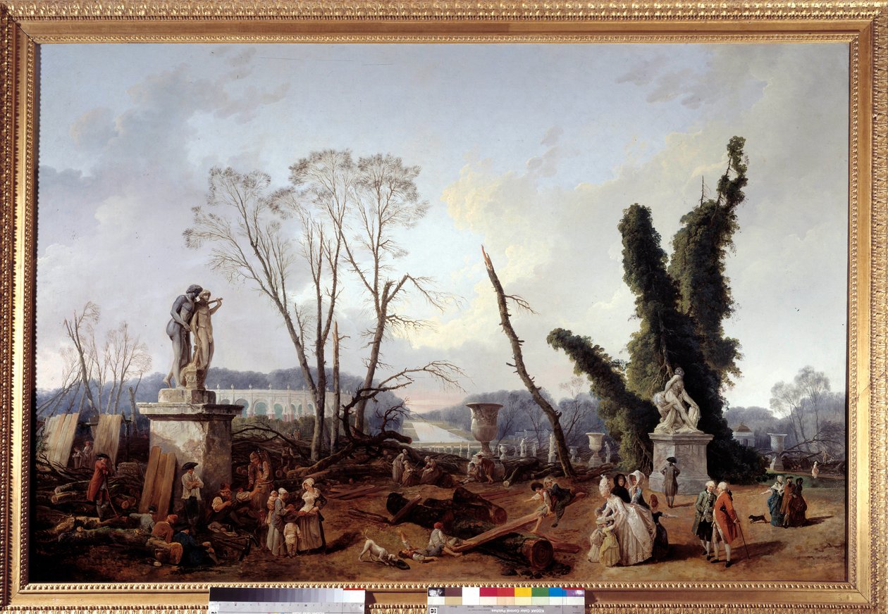 Le Carpet Vert puiden kaatamisen aikaan talvella 1774-1775 Versaillesin puutarhoissa (etualalla kuningas Ludvig XVI ja kuningatar Marie-Antoinette). Vihreää mattoa kutsutaan myös kuninkaalliseksi alleeksi. Hubert Robertin (1733-1808) maalaus tekijältä Hubert Robert