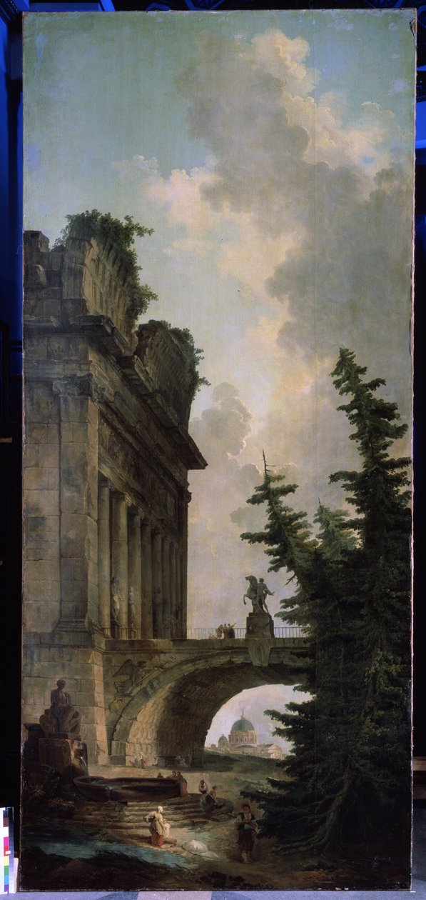 Vanha silta. Hubert Robertin (1733-1808) maalaus öljy kankaalle tekijältä Hubert Robert