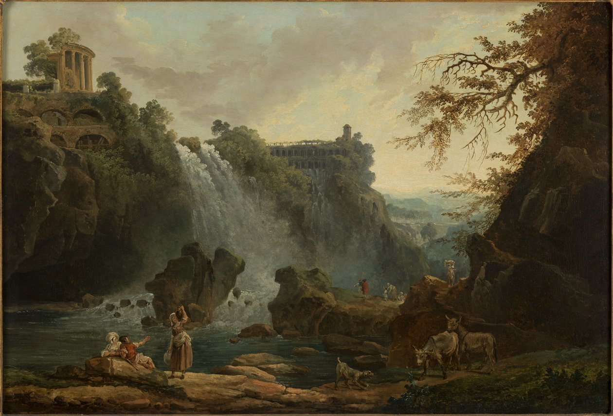 Les Cascatelles de Tivoli, vuonna 1776 (öljy kankaalle) tekijältä Hubert Robert