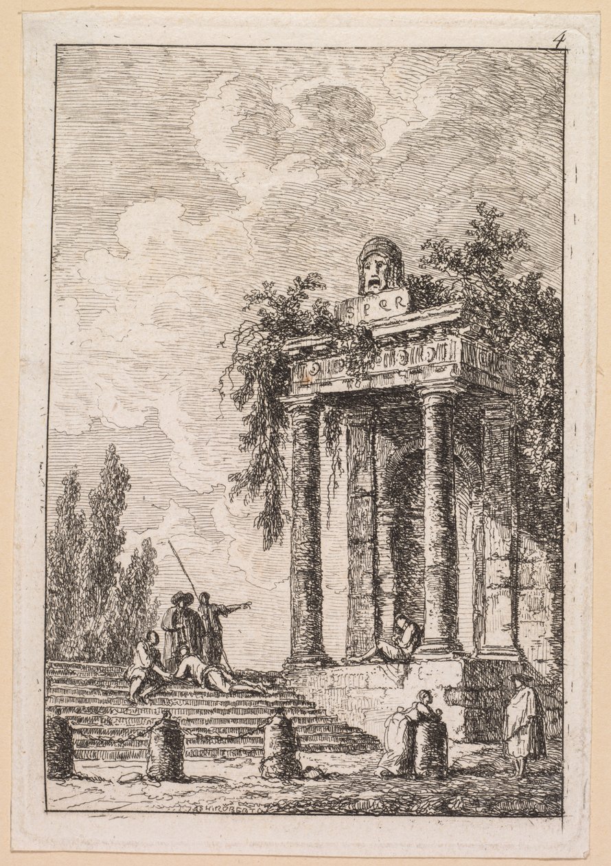 Illat Roomassa: Portaikko neljällä terminaalilla, 1763. tekijältä Hubert Robert