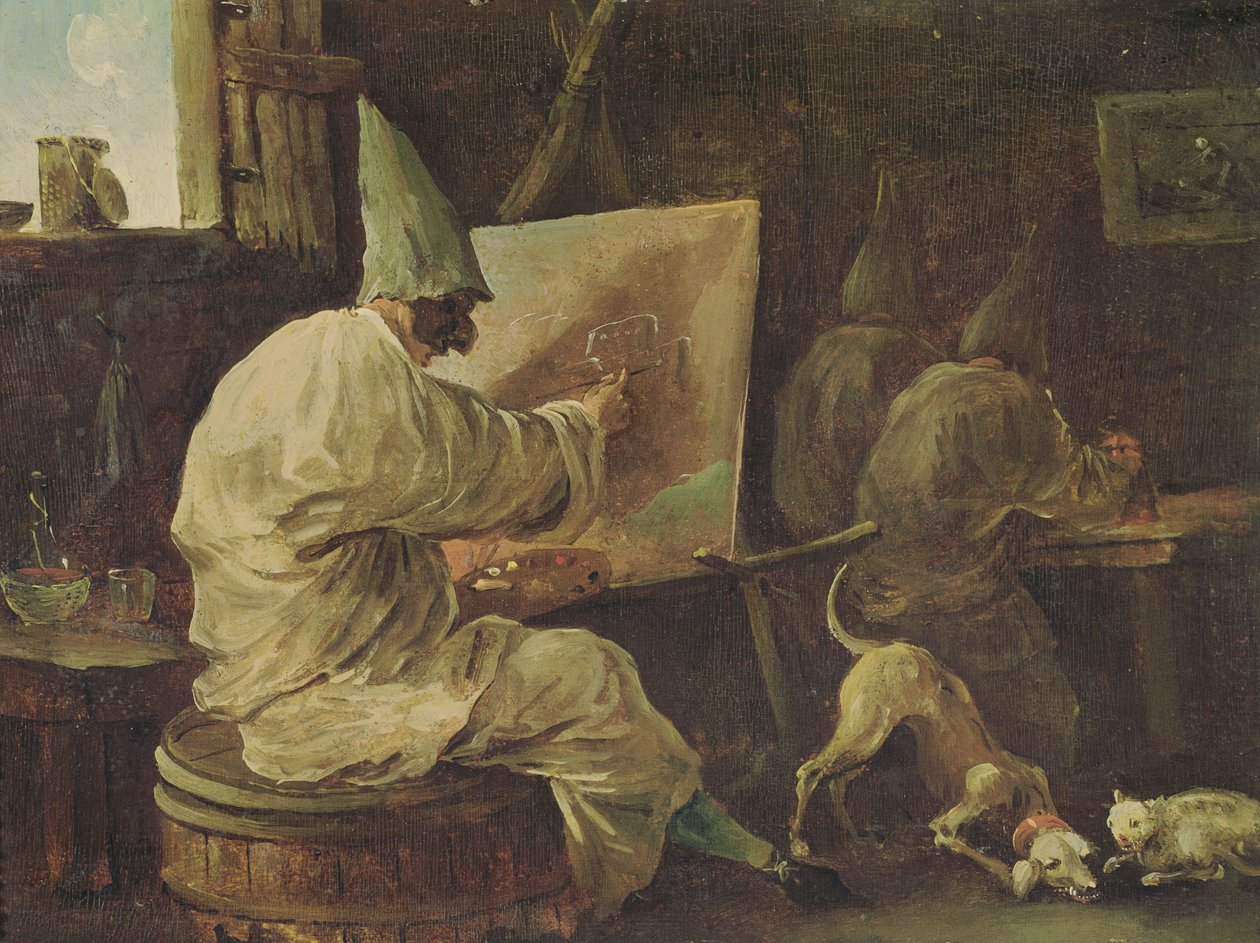 Taidemaalari Buffoons tekijältä Hubert Robert