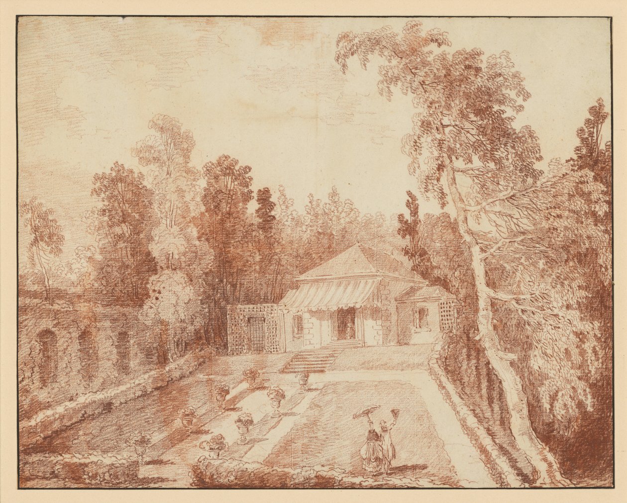 Paviljonki puistossa tekijältä Hubert Robert