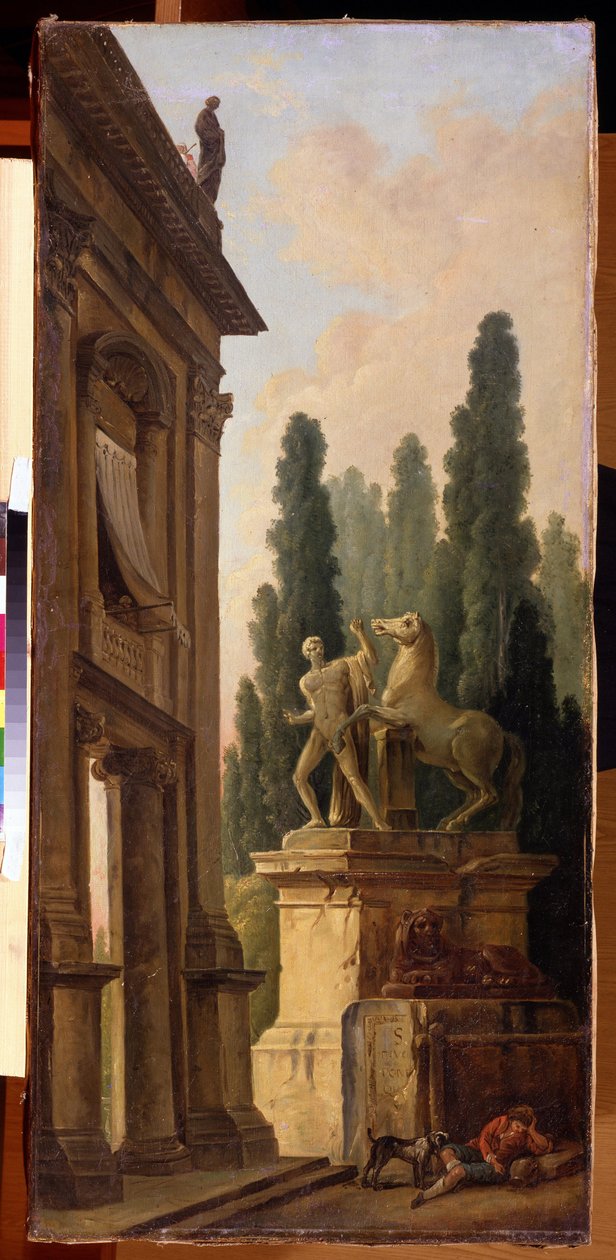 Maaseutu. Hubert Robertin (1733-1808) maalaus, öljy kankaalle, noin 1770-1780, ranskalainen taide. Valtionmuseo Arkhangelskoye Estate, Moskova. tekijältä Hubert Robert
