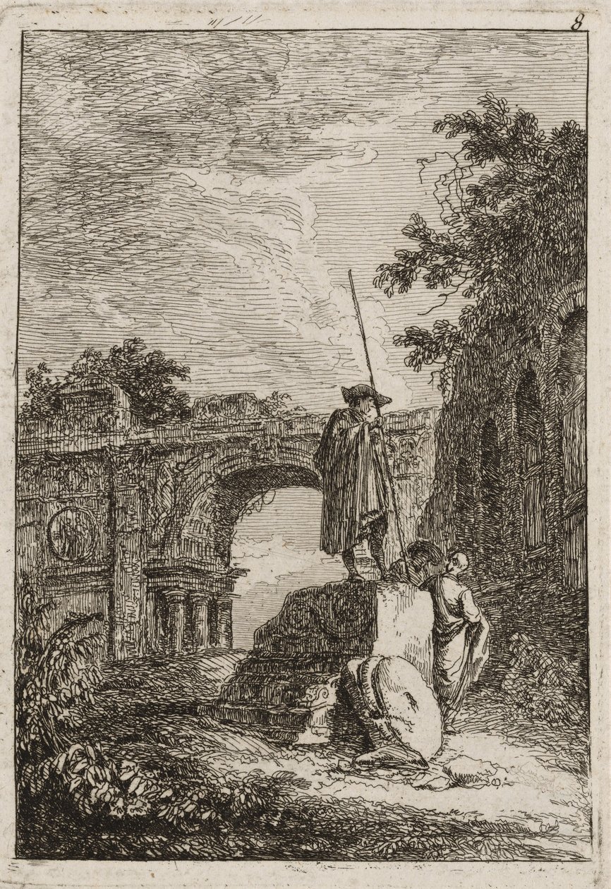 Lauta kahdeksas iltaisilta Roomassa, 1763-64 tekijältä Hubert Robert