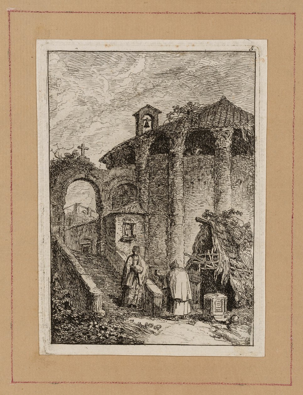 Viisi levy iltaisilta Roomassa tekijältä Hubert Robert
