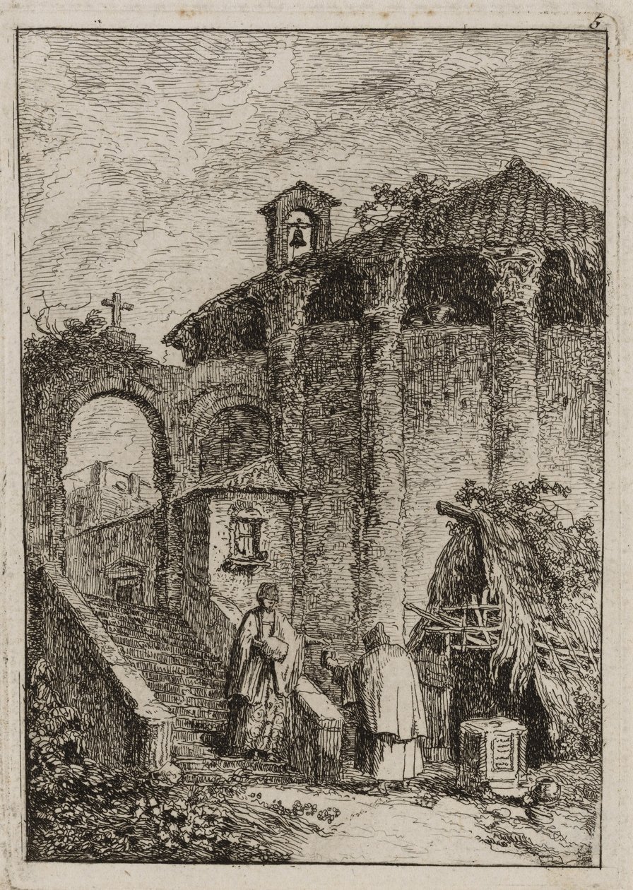 Viisi levy iltaisilta Roomassa tekijältä Hubert Robert