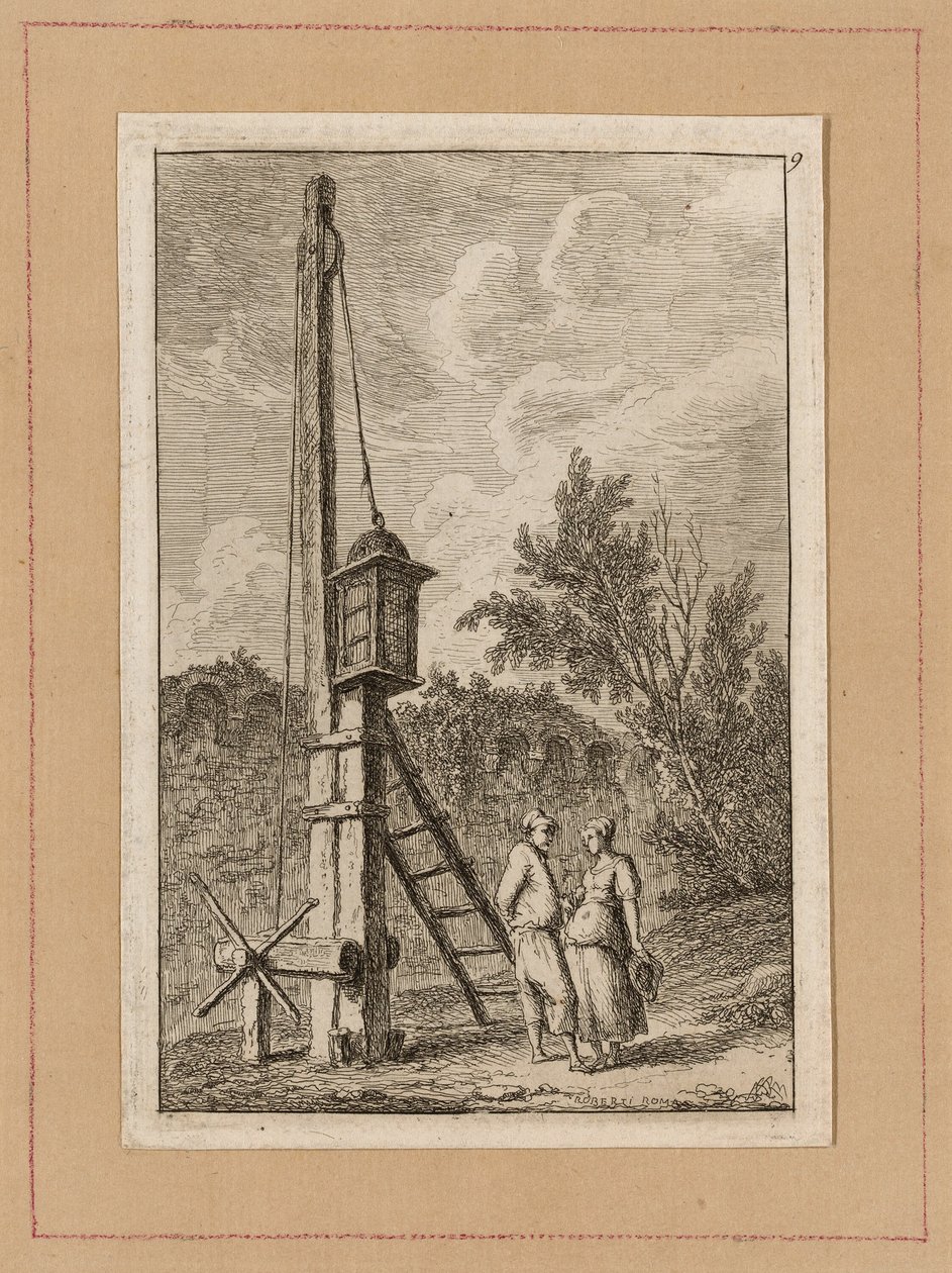 Lauta yhdeksän illasta Roomassa tekijältä Hubert Robert