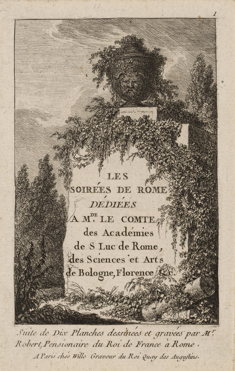 Lauta yksi iltaista Roomassa tekijältä Hubert Robert