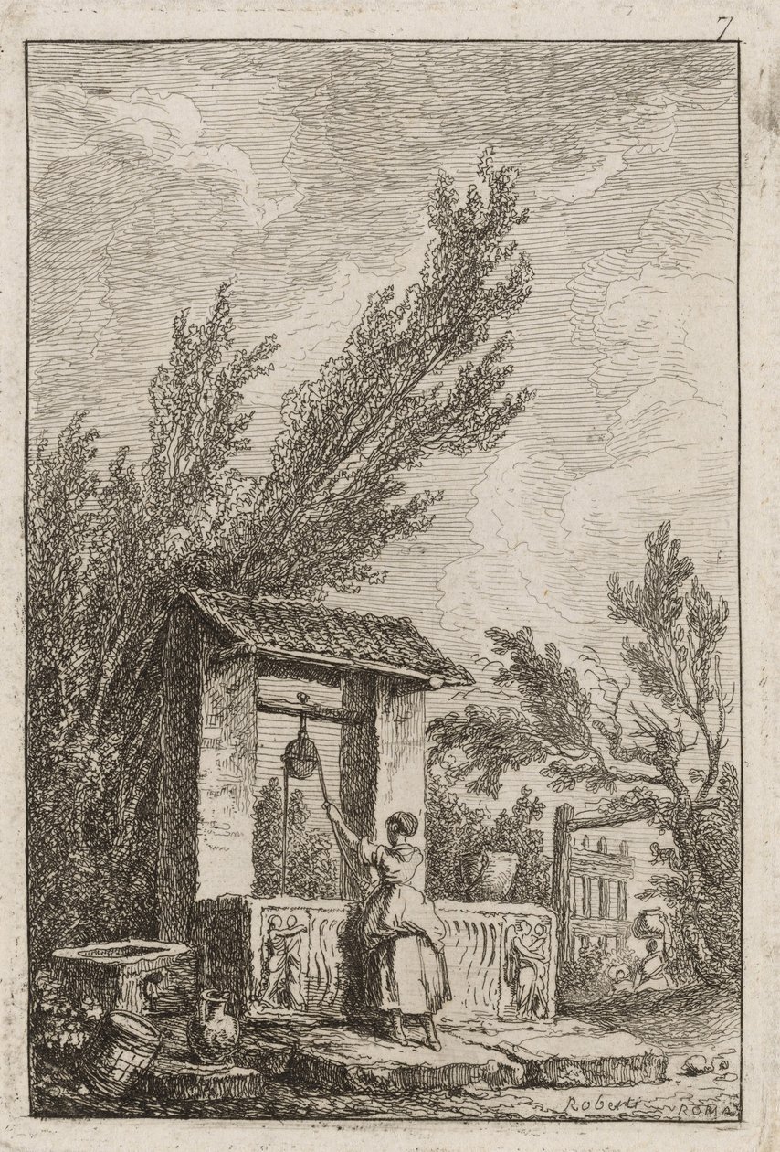 Lauta Seitsemän illasta Roomassa tekijältä Hubert Robert