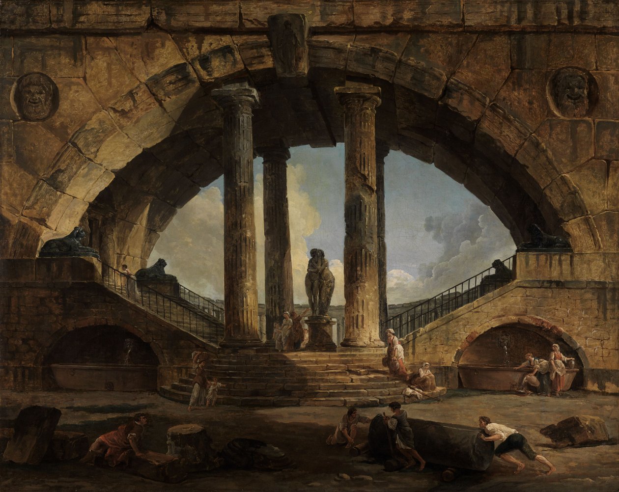 Kuvitteellinen roomalainen kaupunkinäkymä tekijältä Hubert Robert