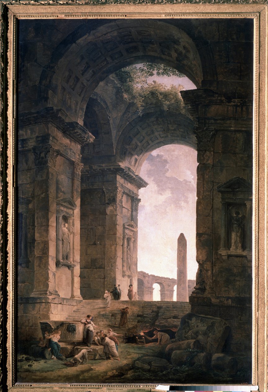 Rauniot obeliskillä. Hubert Robertin (1733-1808) maalaus öljy kankaalle tekijältä Hubert Robert