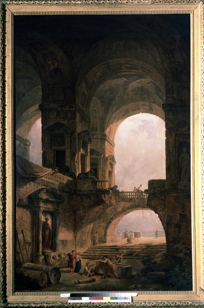 Sarkofagi. Hubert Robertin (1733-1808) maalaus öljy kankaalle tekijältä Hubert Robert
