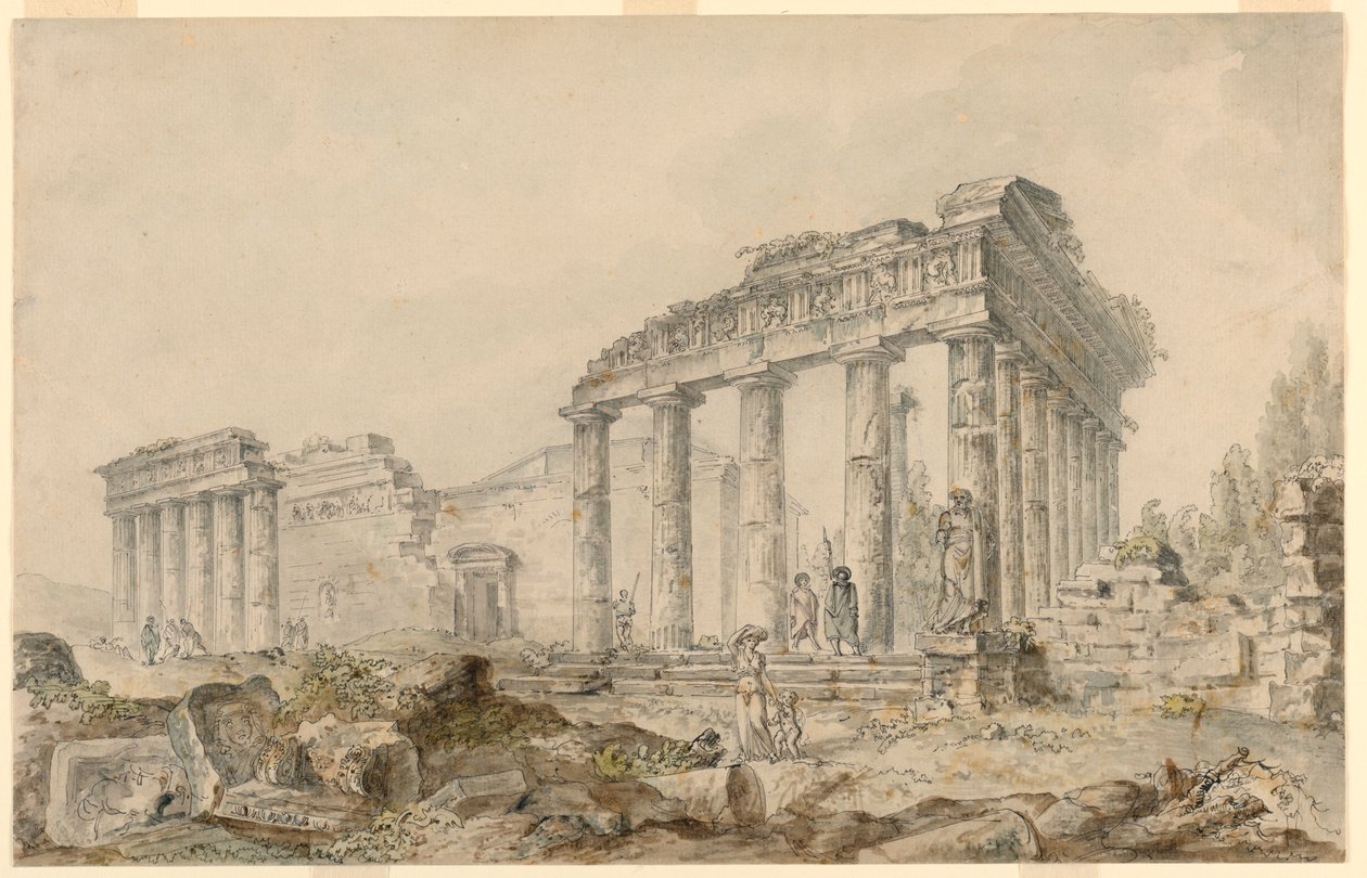 Minervan temppeli, Ateena, Kreikka tekijältä Hubert Robert