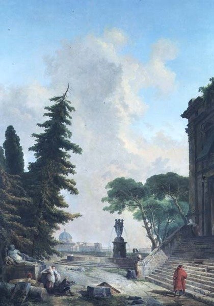 Roomalaisen palatsin terassi tekijältä Hubert Robert