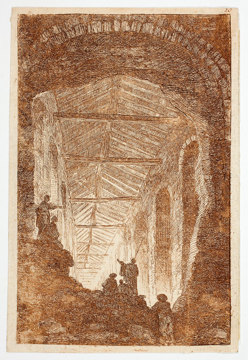 Antiikkigalleria, levy kymmenen teoksesta Les Soirées de Rome (Rooman juhlat) tekijältä Hubert Robert
