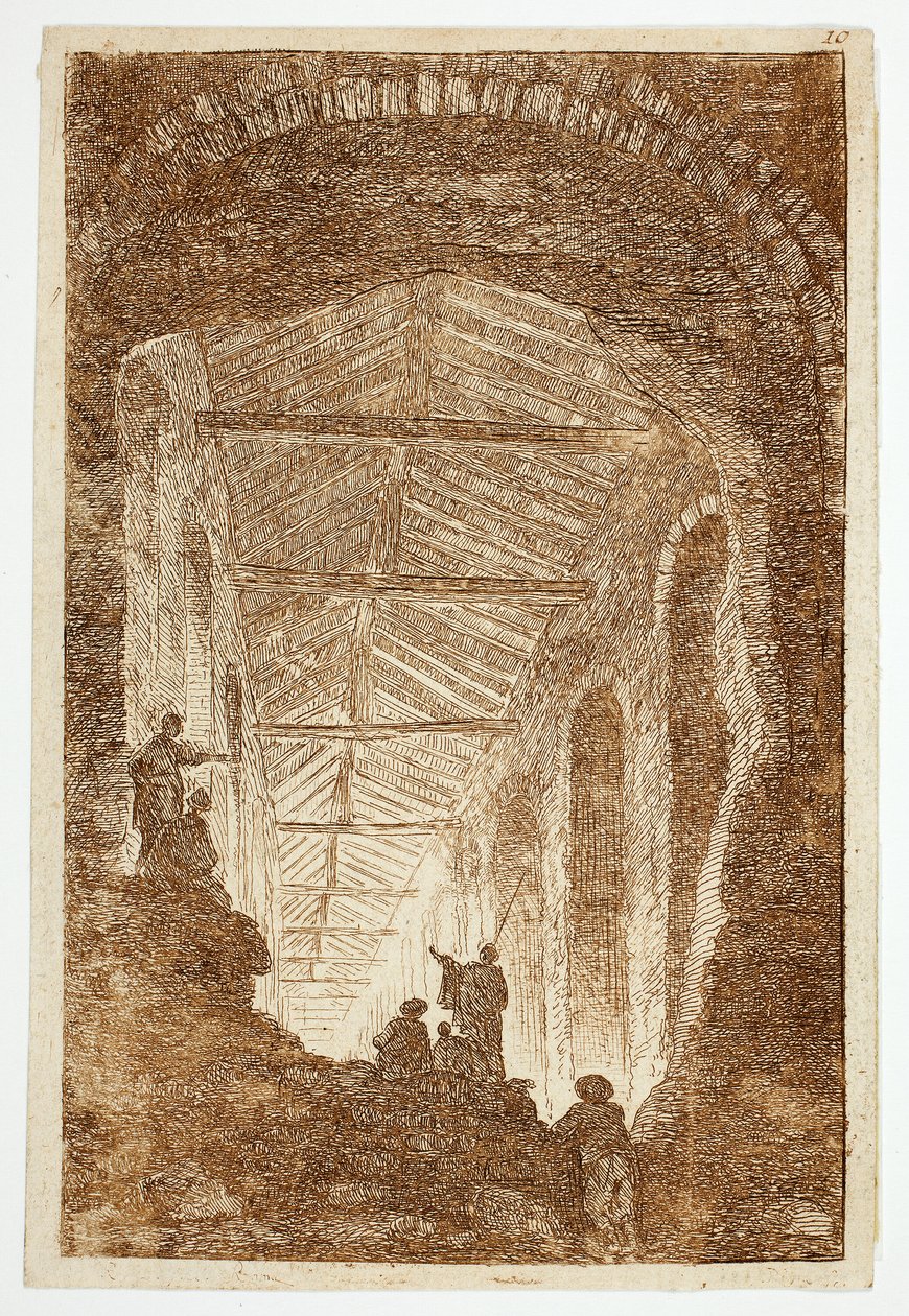 Antiikkigalleria, levy kymmenen teoksesta Les Soirées de Rome (Rooman juhlat) tekijältä Hubert Robert