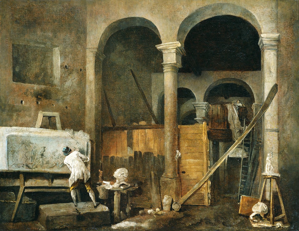 Taiteilijan ateljee tekijältä Hubert Robert