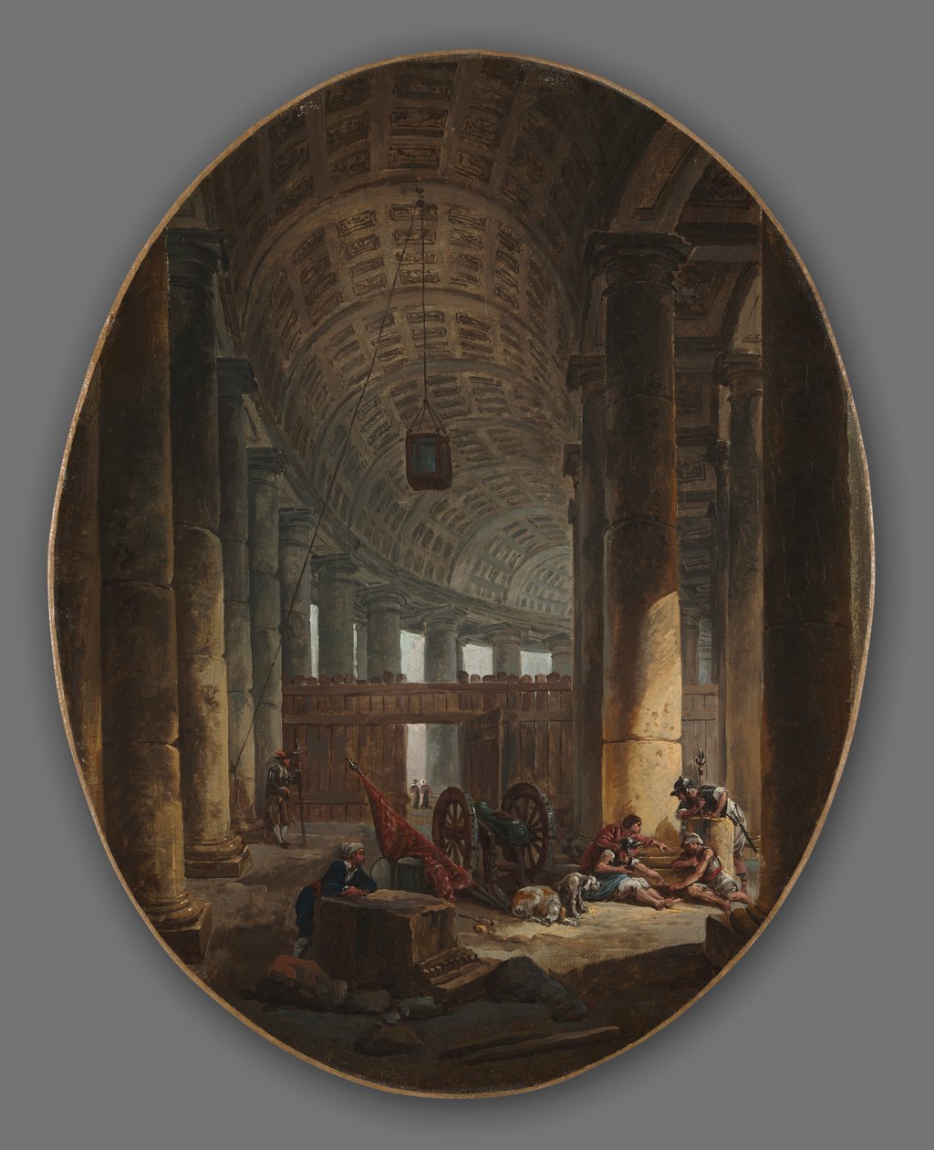 La columnata de Sant Pere, Roma, durant el Conclave, c.1769. finlandès tekijältä Hubert Robert