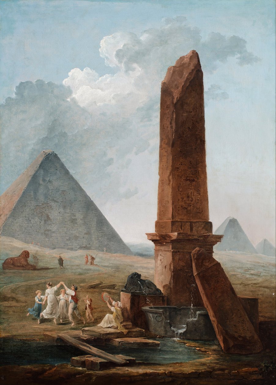 Farandole Egyptin monumenttien keskellä tekijältä Hubert Robert