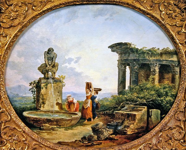 Suihkulähde (öljy kankaalle) tekijältä Hubert Robert