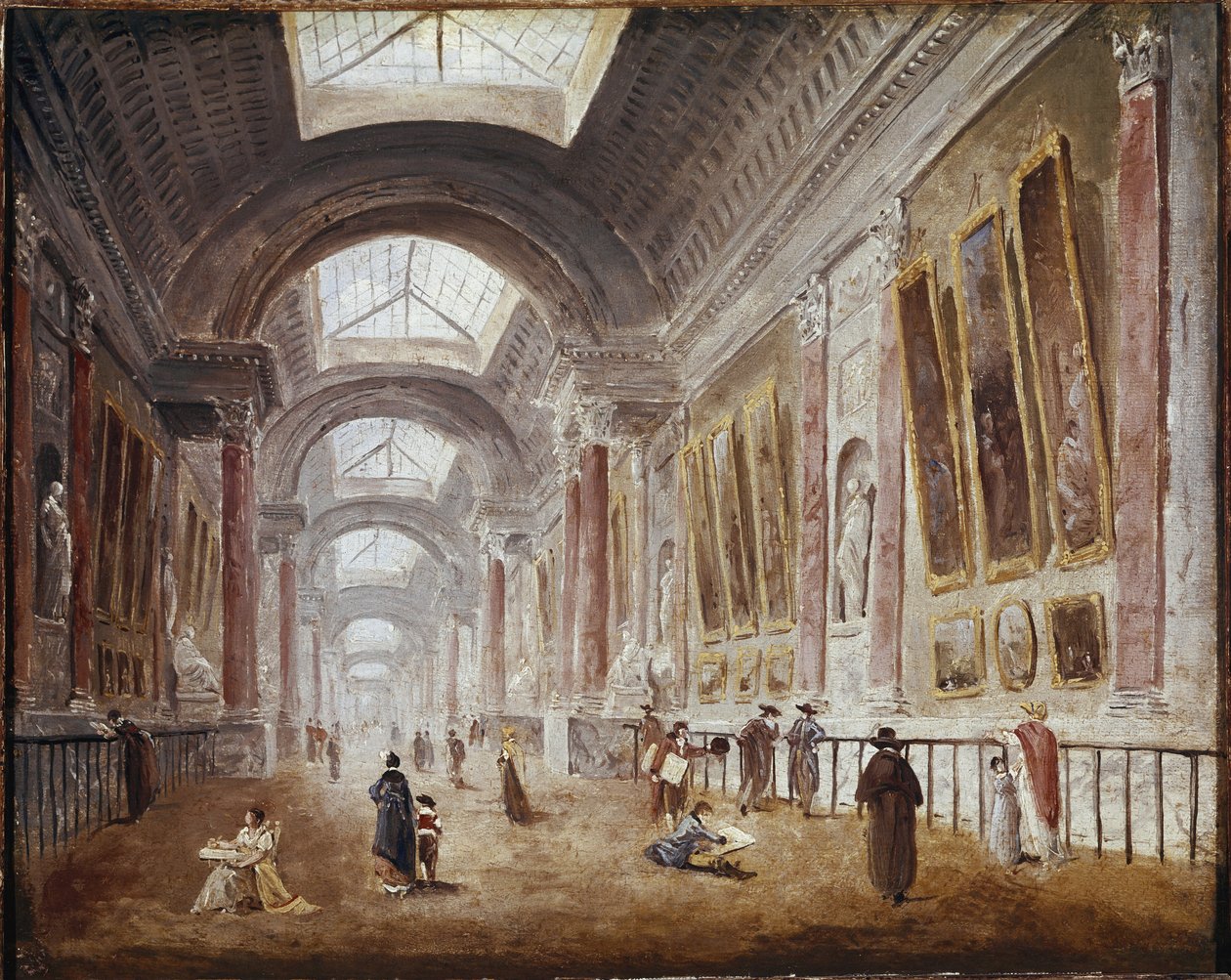 Louvren Grande Galerie (öljy kankaalle, noin 1798) tekijältä Hubert Robert