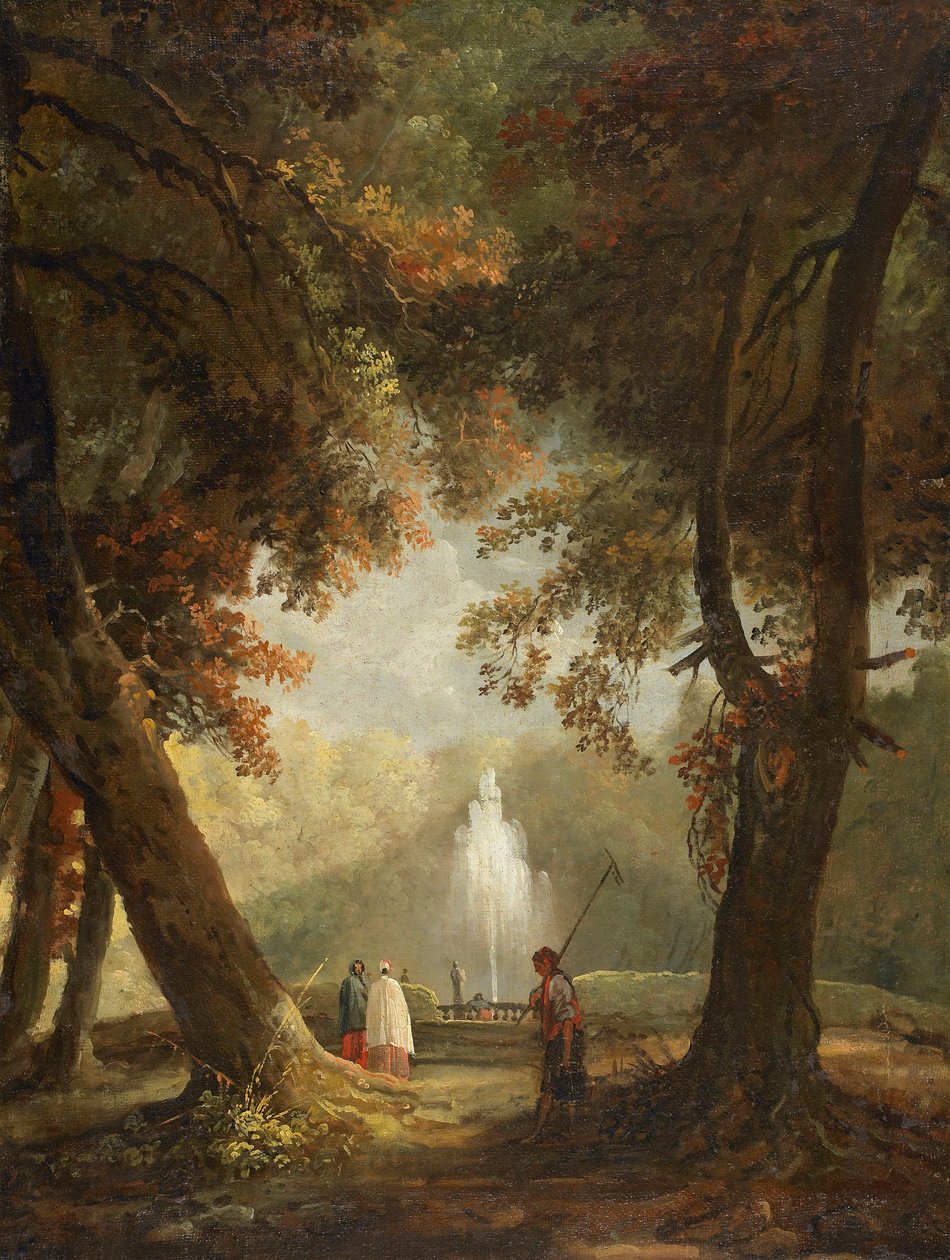 Suuri suihkulähde Villa Contissa, Frascatissa, noin 1761. tekijältä Hubert Robert