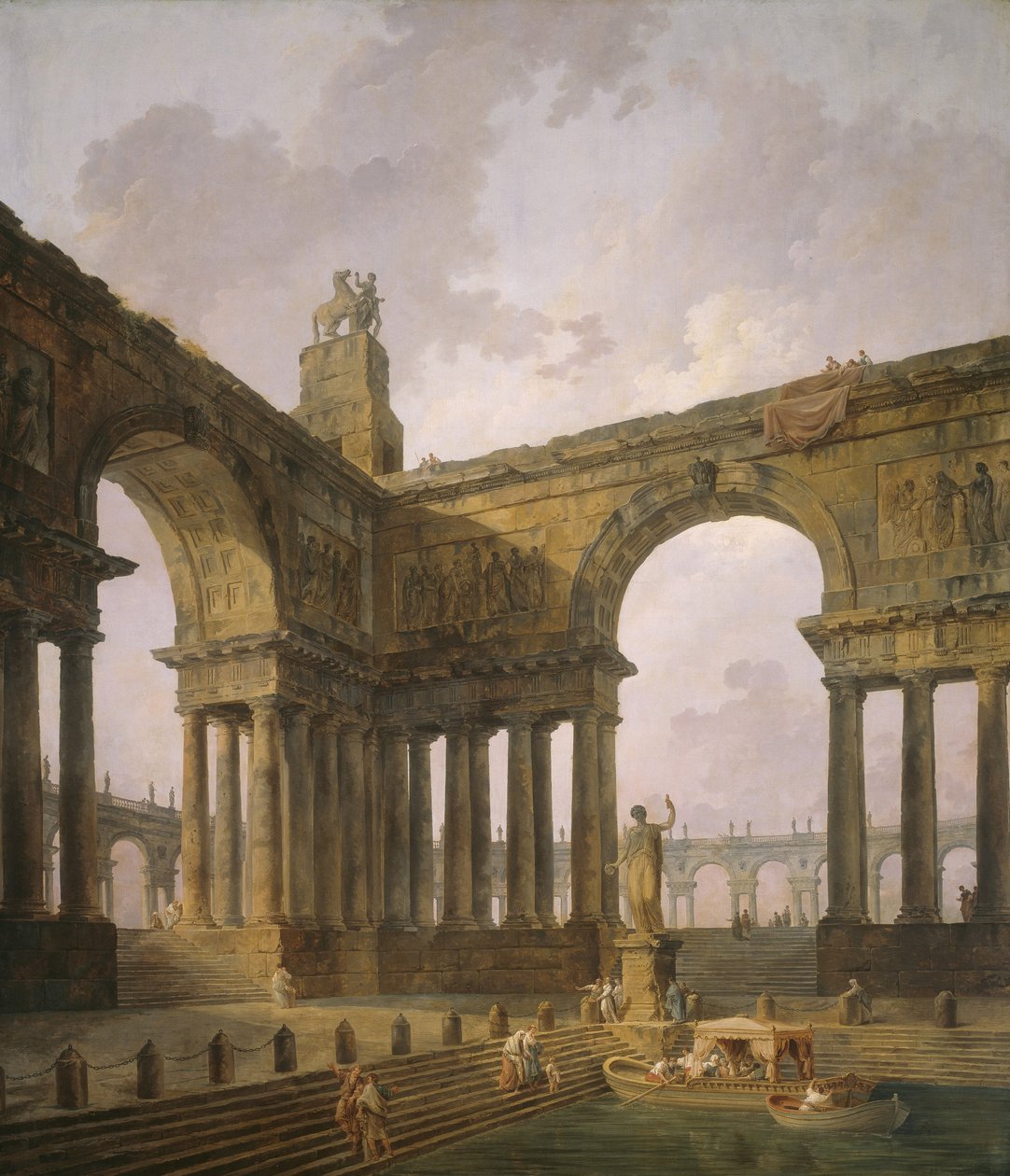 Laskeutumispaikka, 1787-88 tekijältä Hubert Robert