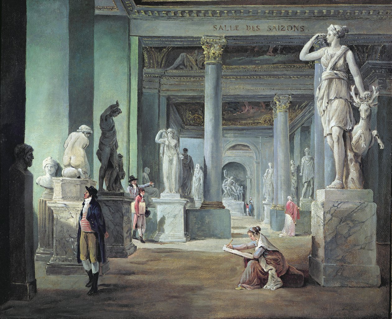 Salle des Saisons Louvressa, n. 1802 (öljy kankaalle) tekijältä Hubert Robert