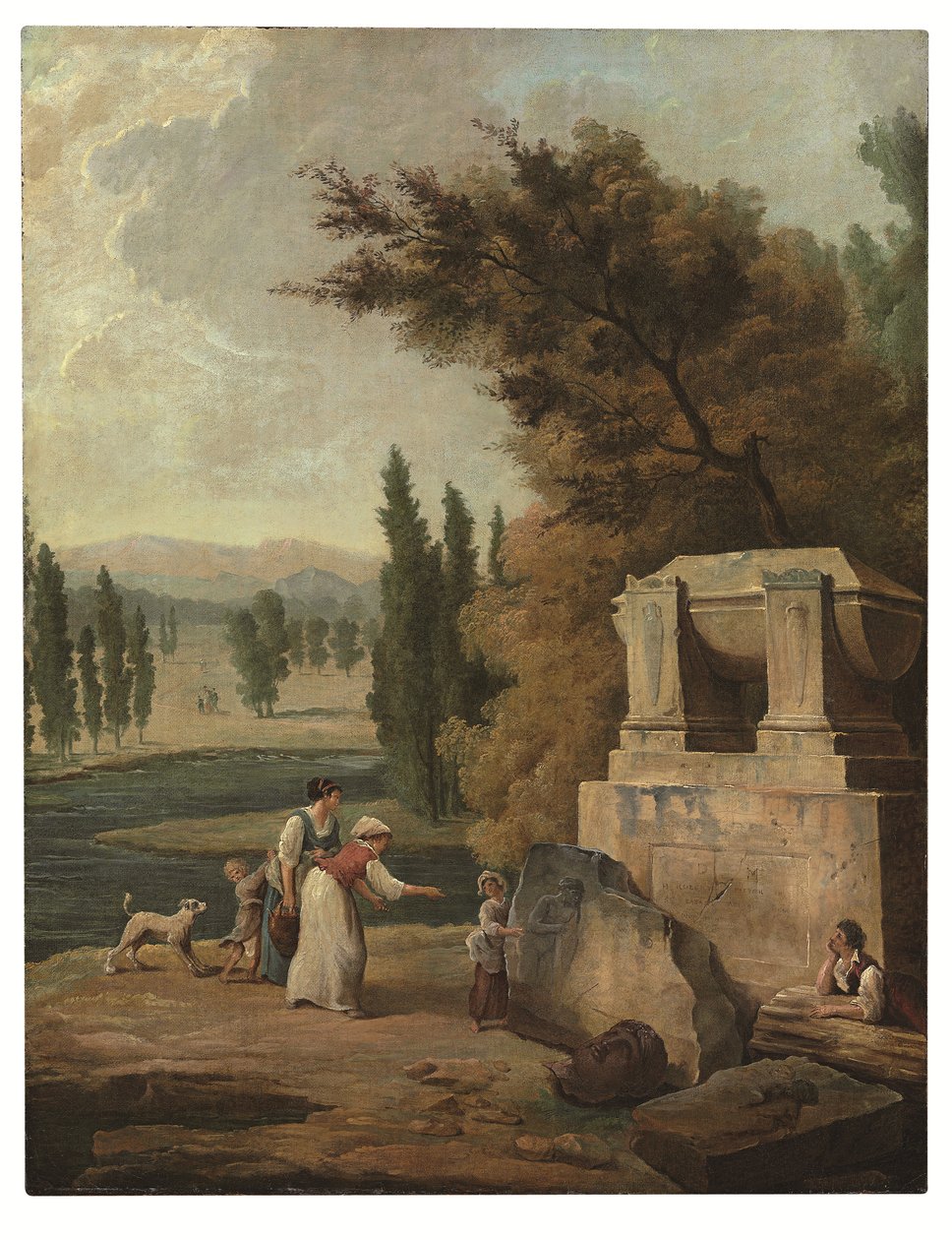 Ermenonvillen puisto (öljyä kankaalle) tekijältä Hubert Robert