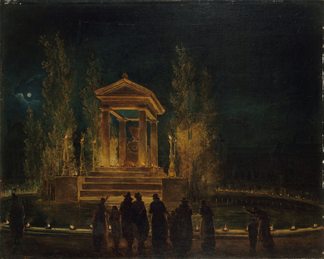 Jean-Jacques Rousseaun väliaikainen mausoleumi, noin 1794. tekijältä Hubert Robert