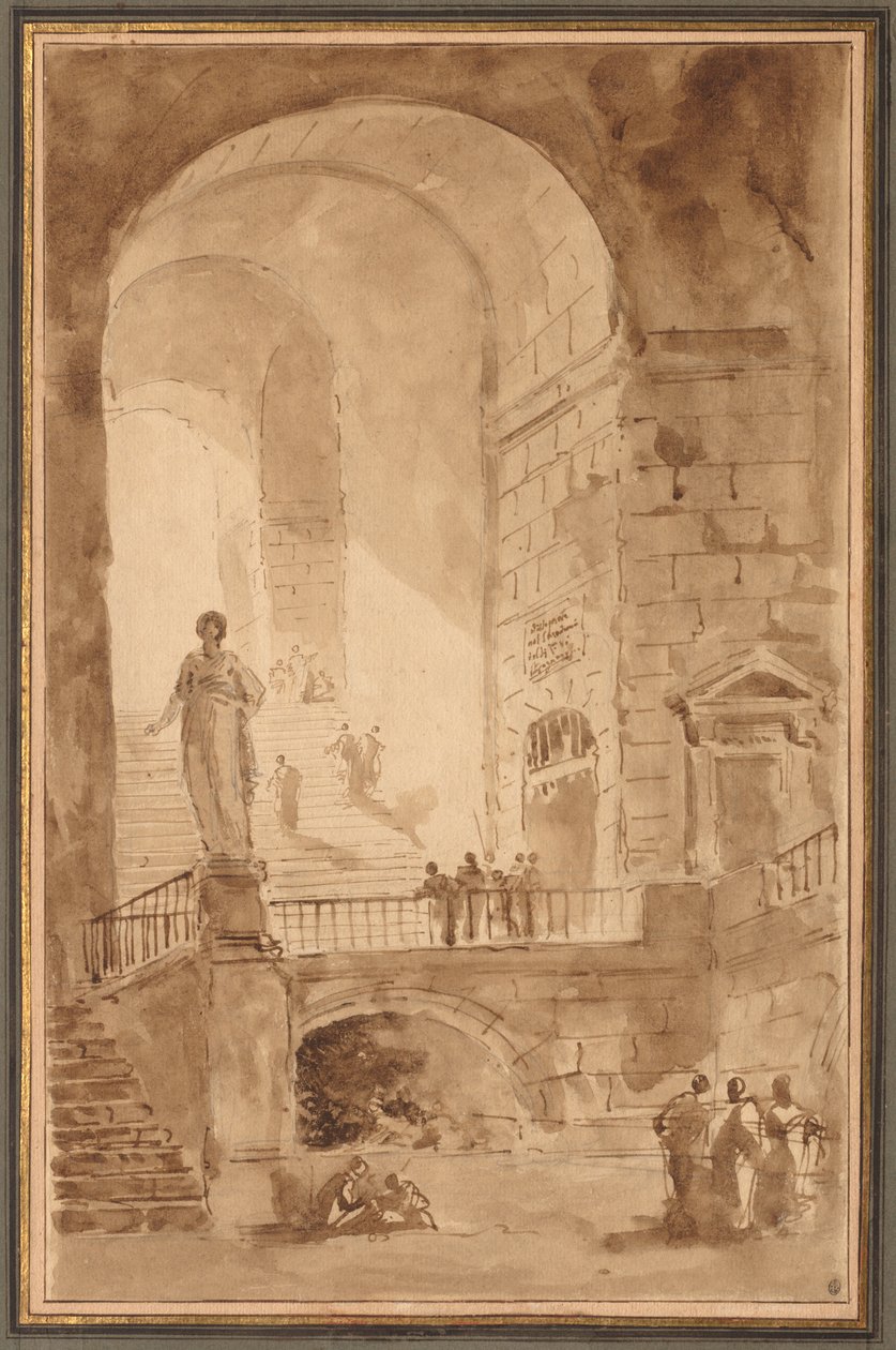 Holvattu portaikko, n. 1770-1779. tekijältä Hubert Robert