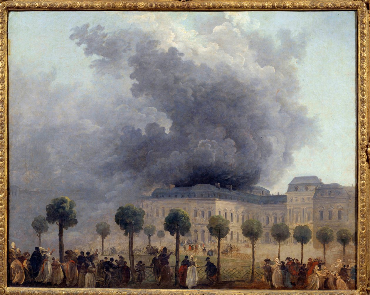 Näkymä oopperatulesta nähtynä Palais Royalin puutarhasta 8.6.1781, Hubert Robertin maalaus tekijältä Hubert Robert