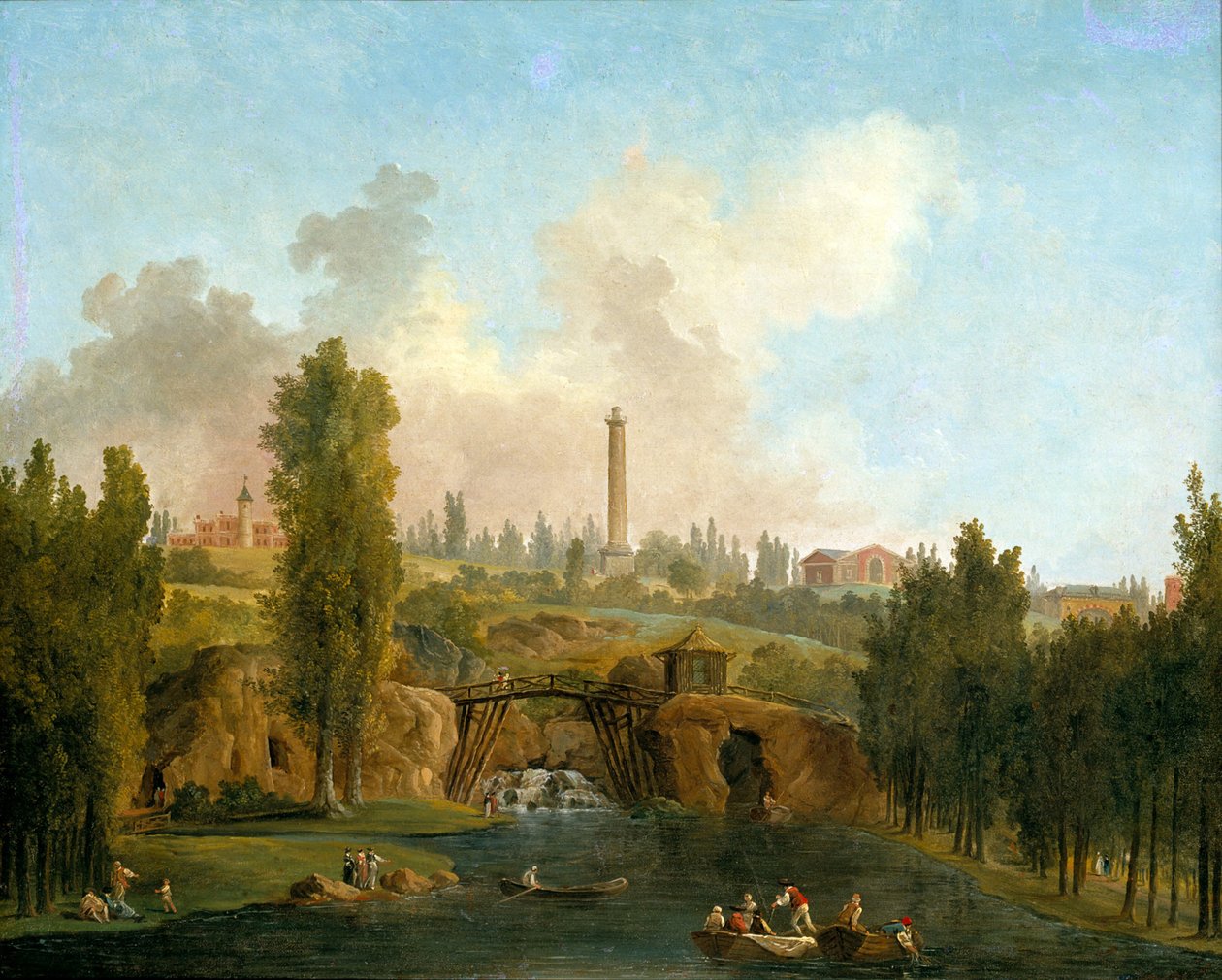 Näkymä Mérévillen puistoon tekijältä Hubert Robert