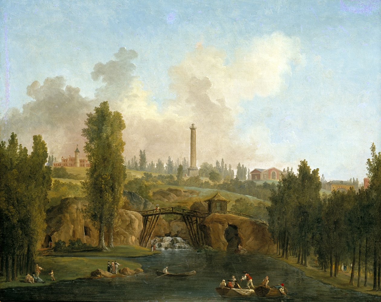 Näkymä Mérévillen puistoon, noin 1790 tekijältä Hubert Robert