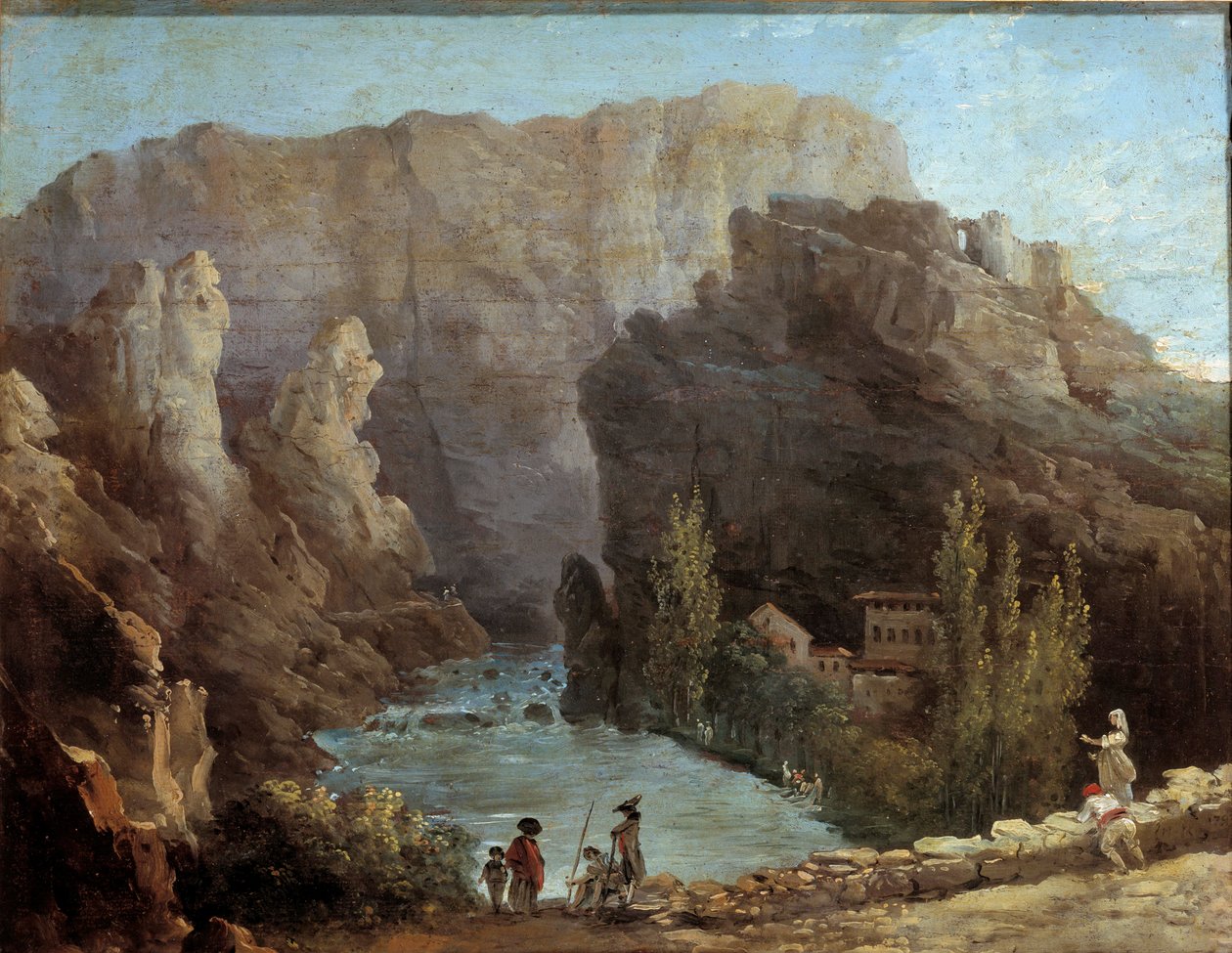 Näkymä suihkulähteelle Vaucluse Hubert Robertin (1733-1805) maalaus 1700-luvulta Avignon, Musee Calvet. tekijältä Hubert Robert