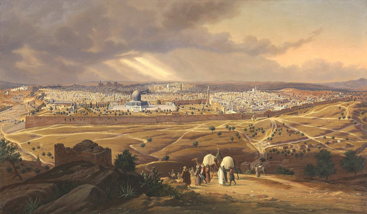 Näkymä Jerusalemiin, 1847 tekijältä Hubert Sattler