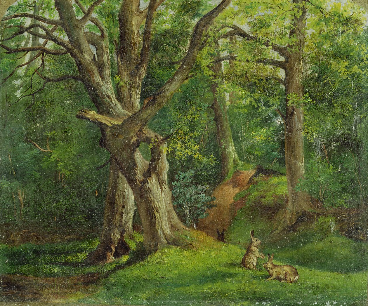 Metsäkohtaus kanien kanssa, 1862 tekijältä Hubert von Herkomer